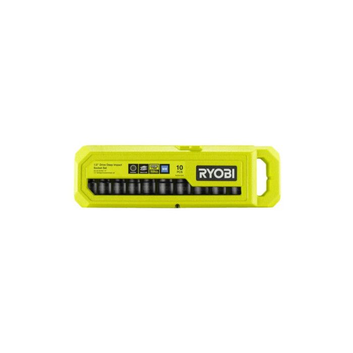Coffret de 10 douilles automobiles RYOBI - carré 1/2 - 10 à 24 mm - RHDIS10PC