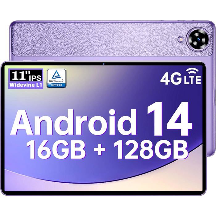 OUKITEL Tablette Tactile 11 Pouces  OT11 Android 14 16Go+128Go Octa-Core 5G Wifi 4G SIM 8000mAh Tablette avec Stylet Violet 