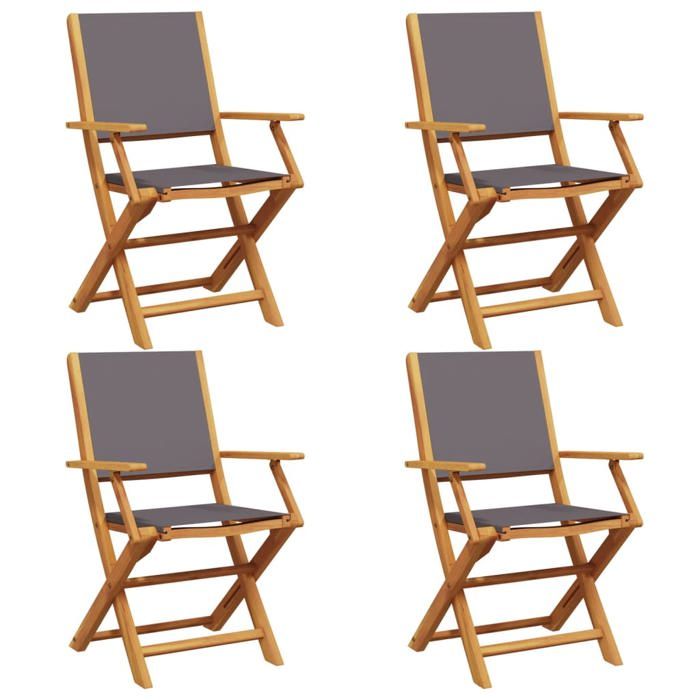 (SOLDES JUILLET)Chaises de jardin pliantes 4 PCS - UU - Scandinave Fauteuil salon - tissu et bois massif FR13214577