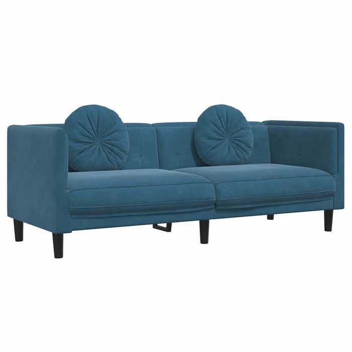 LMT - TOP@Canapé avec coussins 3 places - Design accrocheur - Sofa 2/3 personnes Classique - bleu velours CC46787