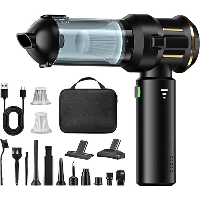 Aspirateur à Main Sans Fil 25 KPa - Batterie 8000 MAh, Filtre HEPA, 3 Accessoires - Pour Voiture, Maison, Poils D'Animaux