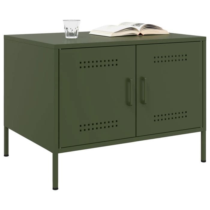 Black Month Petite Table Basse BURKE Table dAppoint vert olive 68x50x50 5 cm - acier LL2925