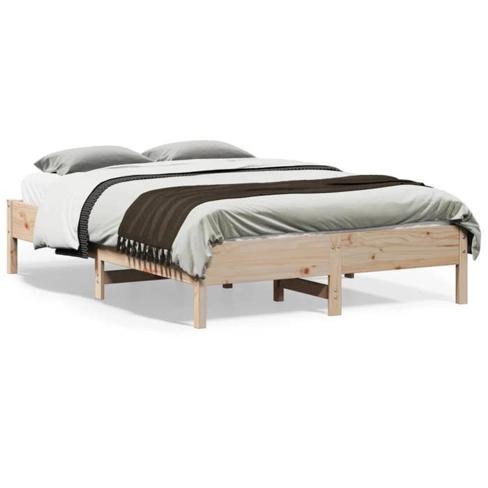 Cadre de lit en bois de pin massif - VIDAXL - 140x190 cm - Moderne - Bois de pin massif - Lattes en contreplaqué