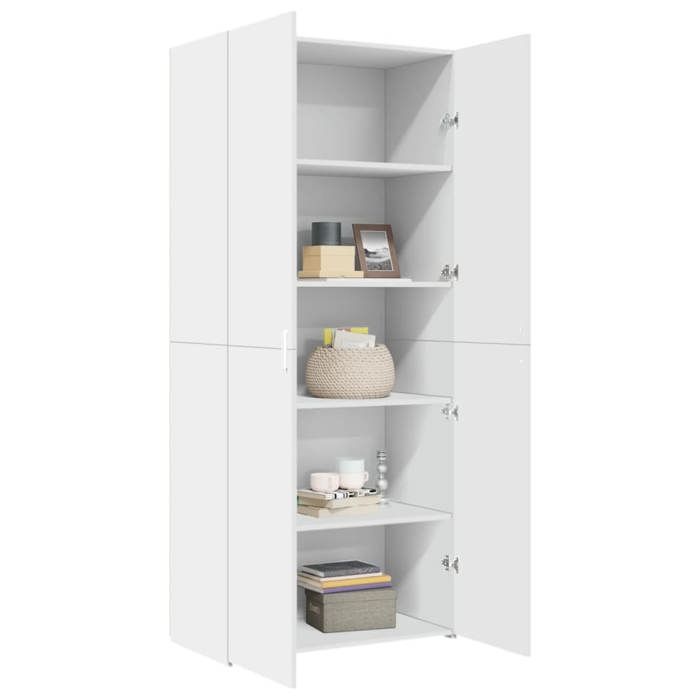Buffet haut en bois dingénierie - vidaXL - 80x42 5x185 cm - Blanc - Capacité 100 kg - Assemblage requis