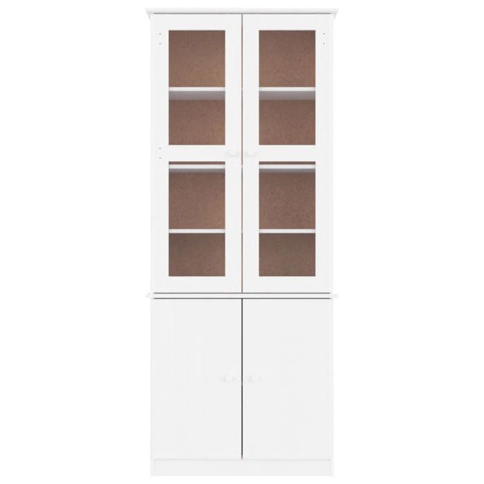 Vitrine en verre - vidaXL - ALTA - 77x35x186 5 cm - Blanc - Pin massif - Portes vitrées - Étagères - Facile à entretenir