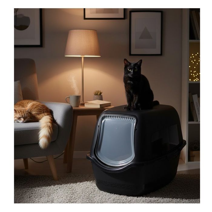 Bac a litière pour chat 39 x 56 x 39 5 cm Lexie noir