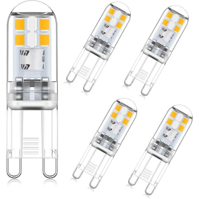 TRAHOO-Ampoule LED G9 2W blanc chaud 2700k équivalent 10W 20W ampoules halogènes angle de faisceau 360 ° non dimmable non [J51]
