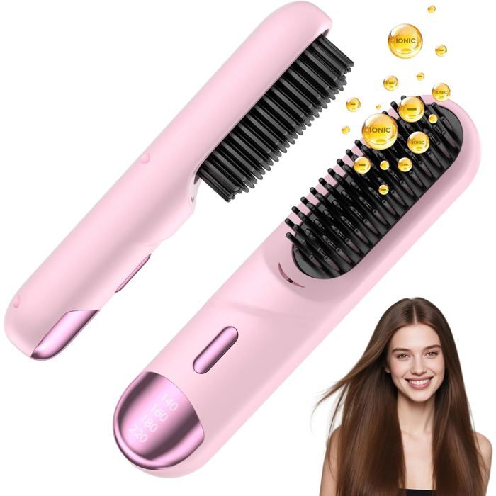 Lisseur à cheveux -Brosse lissante électrique - Brosse lissante sans fil - Brosse lissante avec 300 millions dions négatifs - Po...