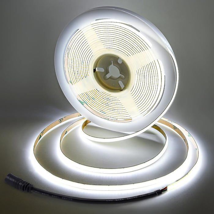 5mm Ruban LED COB 400 LED/m 10w/m 24V IRC 92+ Bande LED Blanc Froid pour les Plans de Travail de Cuisine 5M-5mm 6000k