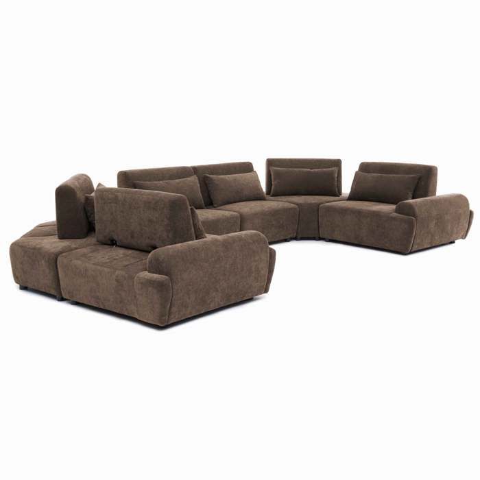 Canapé dangle modulable 6 places dossier ajustable 462 cm chocolat Callisto Oviala