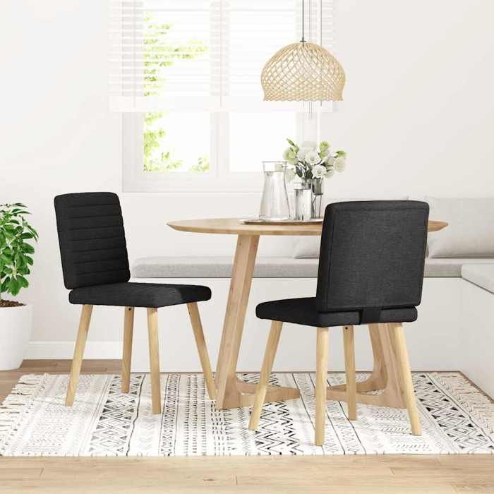 2 PCS Chaises de cuisine Noir - Magnifique Chaises à manger Classique Pour salon noir tissu 4667