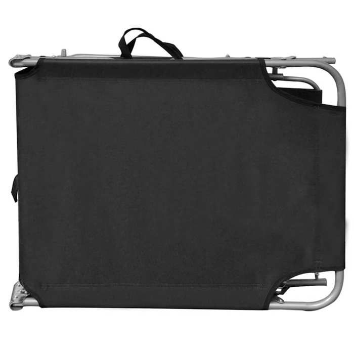 Elégant Transat de la plage Noir - Chaise longue pliable avec auvent acier et tissu noir PRO2584036482165