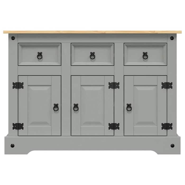 (10173)Commode - contemporain - Buffet rangement - Corona gris 112x43x78 cm bois massif pin mexicain poid:28.3 kg