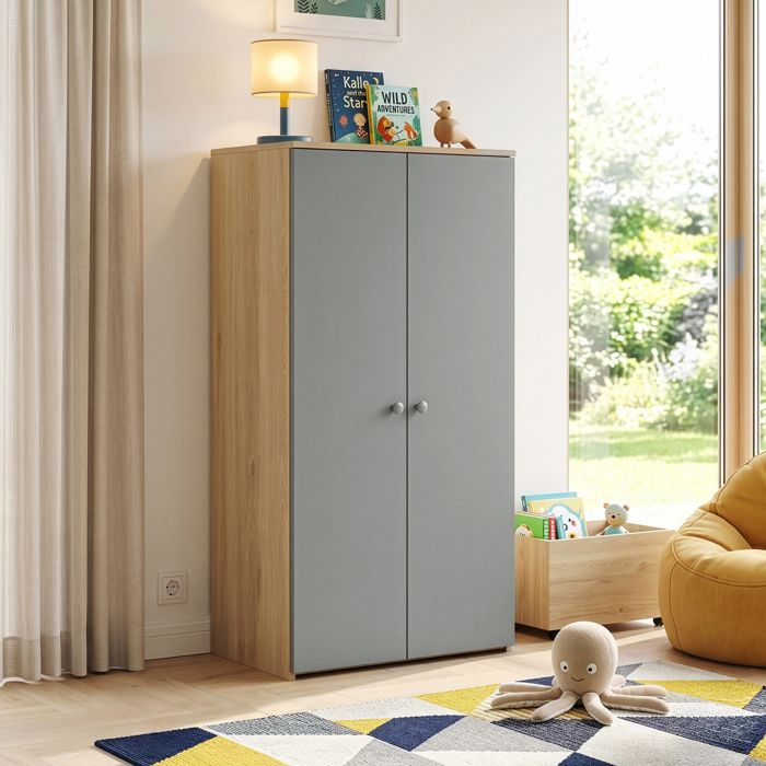 Armoire enfant Beldinupp 123 x 60 x 40 cm effet chêne gris