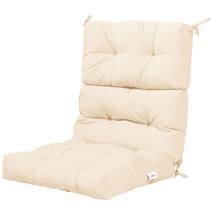 Coussin pour Chaise COSTWAY avec Dossier et Sangles en Corde Antidérapantes en Polyester Imperméable - Beige