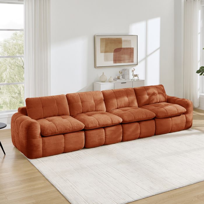 Canapé modulable Compressé dangle 4 places-Canapé lit convertible droitmousse haute densité 32DOrange