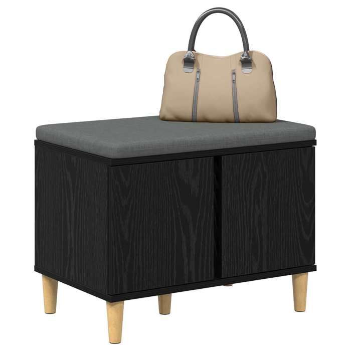Meuble de couloir - Banc dentrée - pour salon - avec coussin - Chêne noir - 60x38x46 cm - design élégant - pour maison(79605）