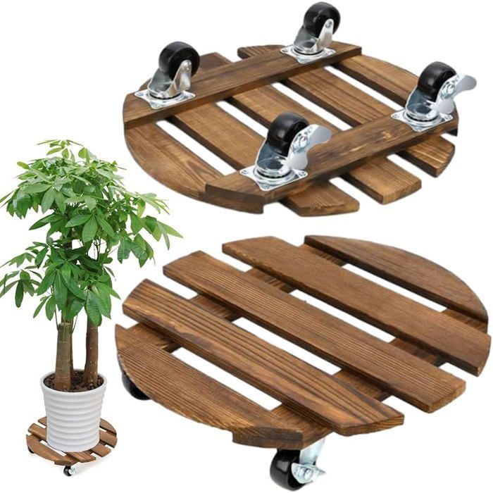 Porte Plante a roulettes Lot de 2 Support Plante Roulette 40x40cm Supports de Pots de Fleurs à roulettesPlateau Capacité 100KG
