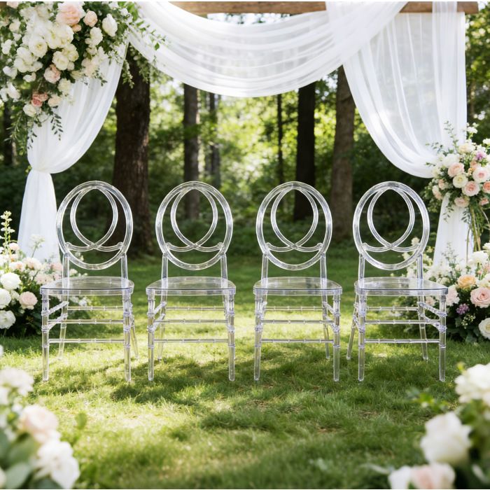 Chaise de Mariage Chaise de Salle à Manger Lot de 4 en Plastique Assise PP - HAVRYA - Montage Facile Transparent Chaise de Mariage Chaise de Salle à Manger Lot de 4 en Plastique Assise PP - HAVRYA - Montage Facile Transparent