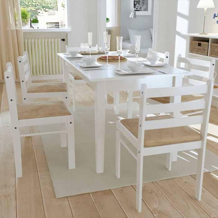 ELORAN Chaise - Chaises à manger - lot de 6 - Chaises de Bureau Salon -blanc - bois solide et velours - 44x45x81 cm 17381