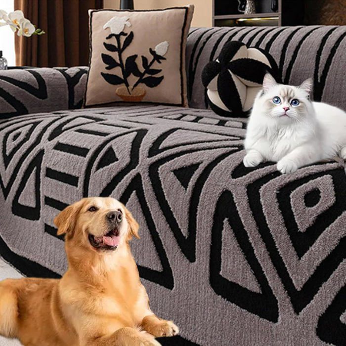 Housse de canapé en peluche antidérapante Gris clair 180 x 200 cm Protection animaux et griffes
