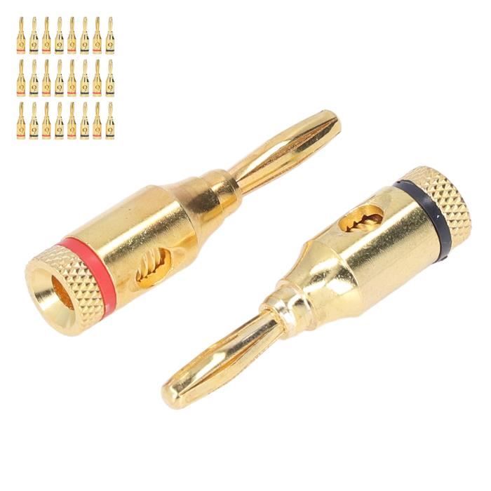 4 Fiches Bananes DEGG Plaqué Or 4mm - Connecteurs Haut-Parleur Pour Hi-Fi, Home Cinéma | Son Optimal