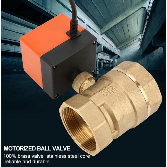 Robinet à tournant sphérique manuel motorisé la ventilation la cli AC220V DN20 G3//4 Robinet à tournant sphérique motorisé à 3 voies en laiton avec fonction de commutation manuelle pour le chauffage
