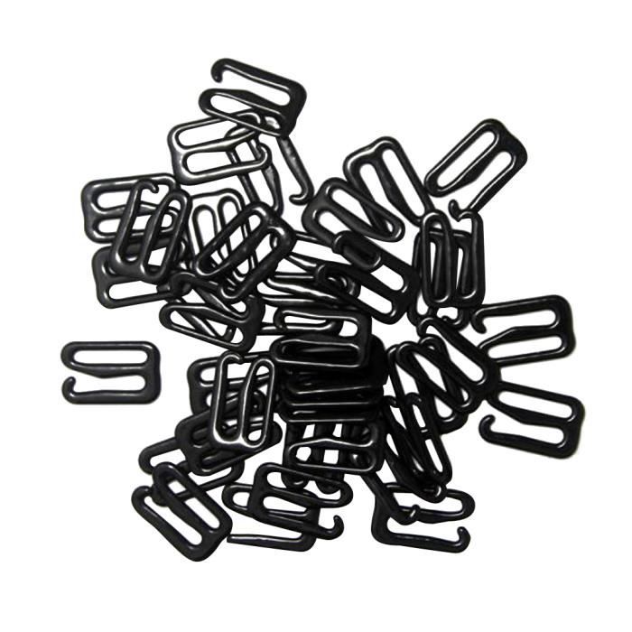 6 Pièces Anneaux pour soutien-gorge Bikini 10 mm en plastique noir