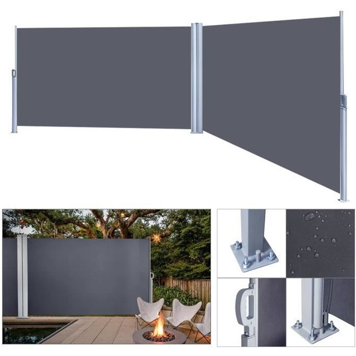 Brise vue rétractable résistant toile Soltis 92 alu/anthracite 2068