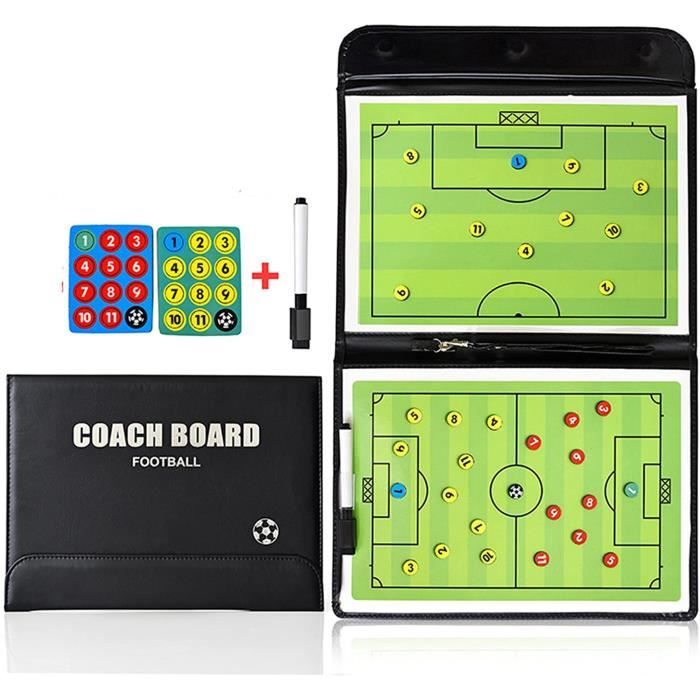 Kit Entraîneur Foot Magnétique Tableau Tactique Football Hanlintk | Magnétique Portable | Avec Pièces & Marqueur | Sac Rangement Matériel Entraîneur Foot