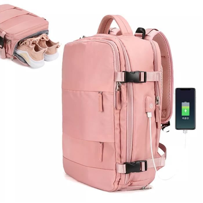 Sac à Dos Ordinateur Portable 17 Pouces Femme Cartable Etudiant Oxford Sac  À Dos Rose Voyage Avec USB Port De Charge - Cdiscount Bagagerie -  Maroquinerie