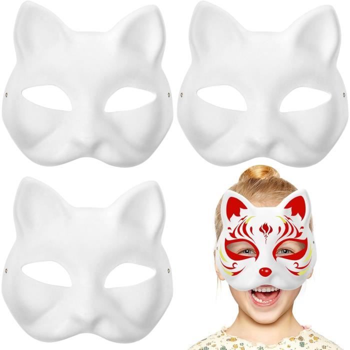 Lot De 3 Masques En Papier Blanc Pour Décoration De Bricolage, Peinture,  Fête, Cosplay (Style Chat) 3 Piezas Blanc[H1325] - Cdiscount Jeux - Jouets