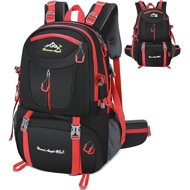 BAGODI Sac à dos pour ordinateur portable de voyage,15,6 pouces approuvé  par vol sur le sac à dos,Sac à dos de randonnée imperméable de 40L