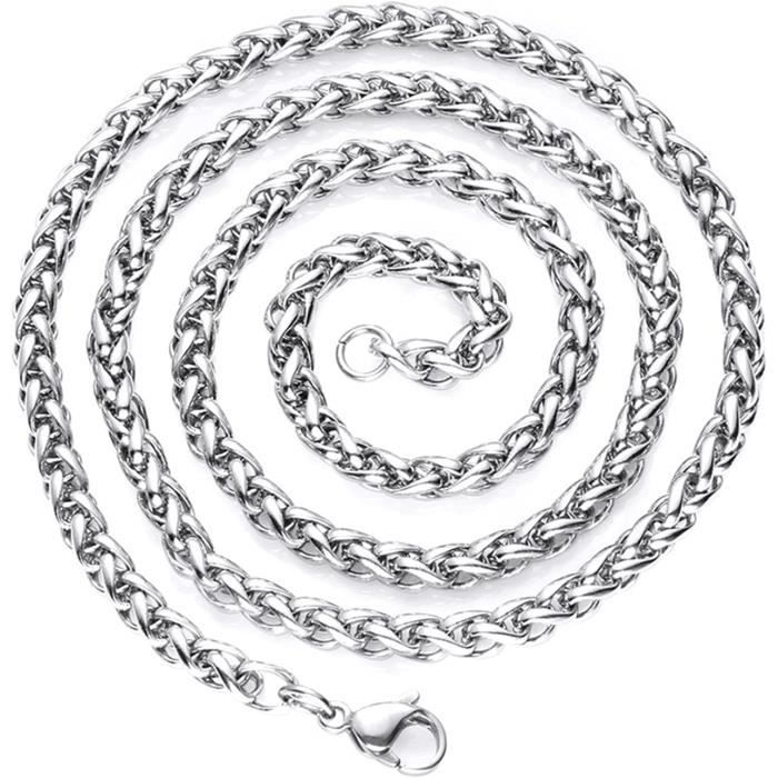 Collier Acier Épi De Blé Beydodo 45-90 Cm - Chaîne Hip Hop Homme Femme 3-6mm Largeur