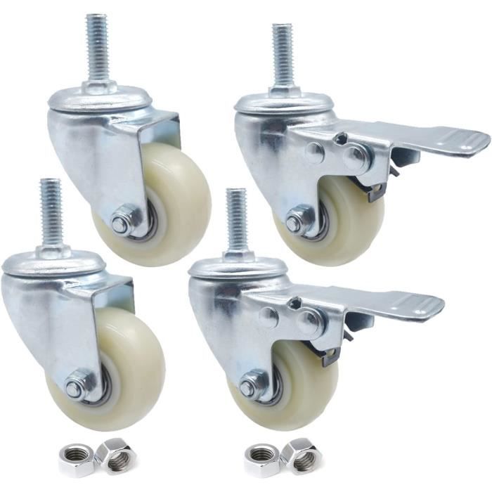 Lot De 4 Roulettes Charge Lourde 65 Mm Avec Levage – 300 Kg Par Roulette, Pivotantes, Pour Établis, Meubles Et Chariots