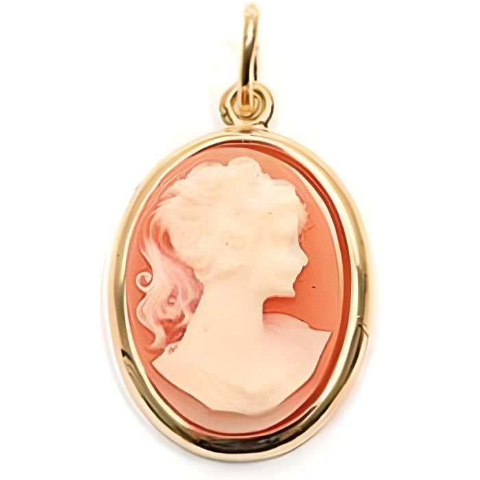Pendentif camée cornalineplaqué or 750/000 garanti sans nickel