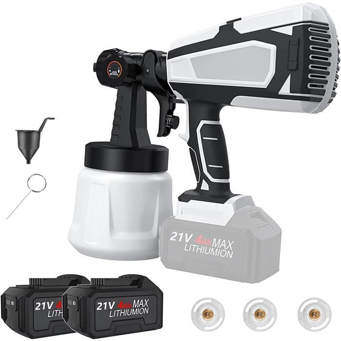 Pistolet à Peinture Sans Fil EMTOP 20V - Réservoir 800ml, Batterie Lithium-ion 2.0Ah et Chargeur Inclus – E-Showroom MC