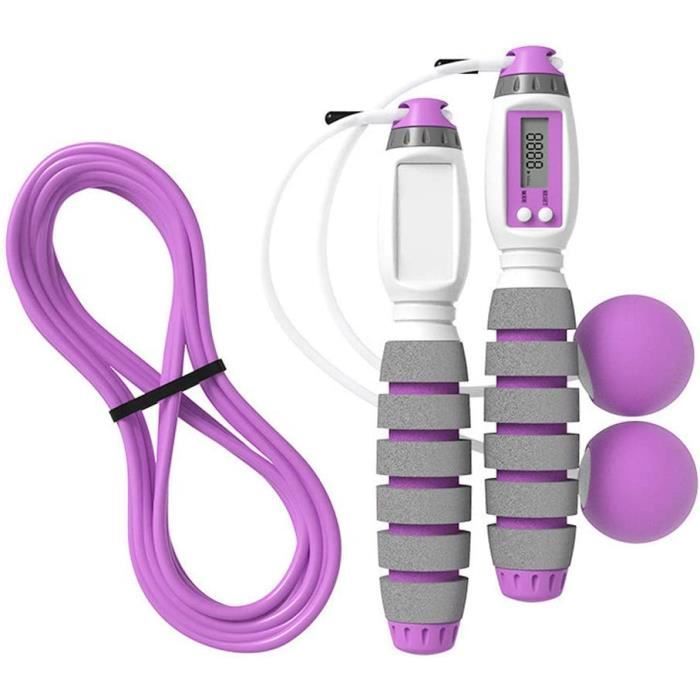 Corde à Sauter Enfant Avec Compteur - Réglable, Poignées Confortables - Rose-mauve