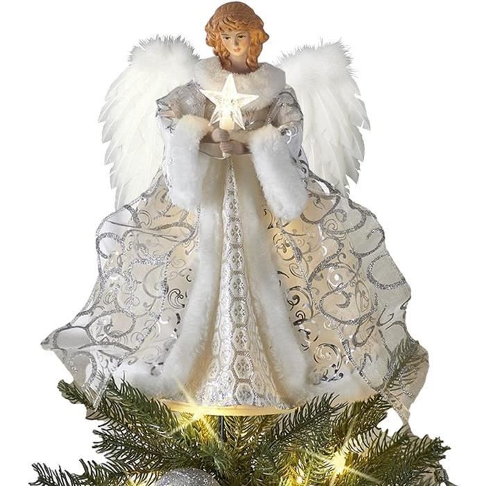 Topper de Sapin de Noël Ange - 25x30cm Ange de Noël Haut du Sapin de Noël  Lumineuse, Figurine de Sapin de Noël Ange pour décorations - Cdiscount  Maison