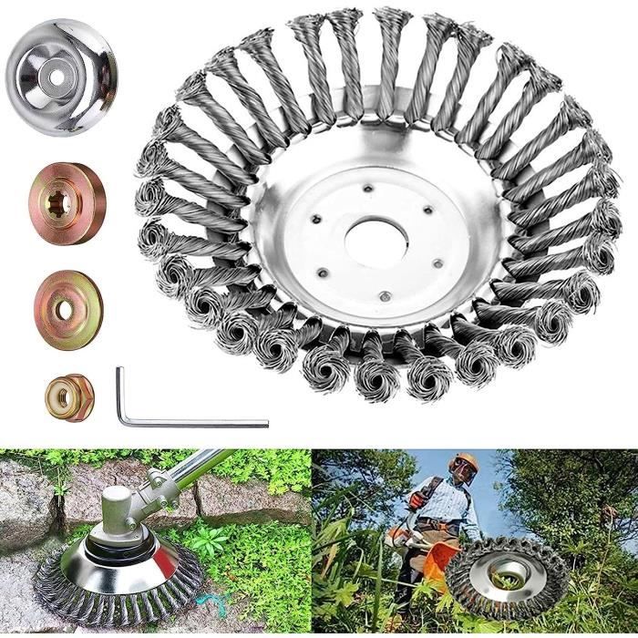 Tête De Désherbage Pour Débroussailleuse - Brosse Ronde Fil Acier 150 Mm, Alésage 25 Mm - Pour Joints, Mousse, Mauvaises Herbes