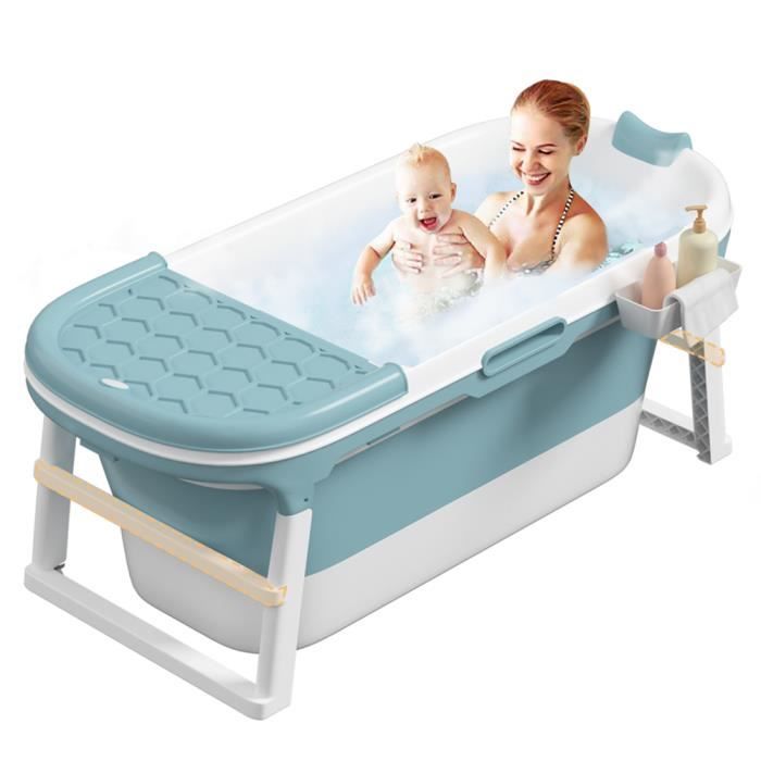 ECD Germany Baignoire pour Bébé avec Pieds Pliables, 33 L, 80x46 cm,  Blanc-Gris, Stable, Antidérapante, Portable, Douche de Voyage, Bassin de  Bain