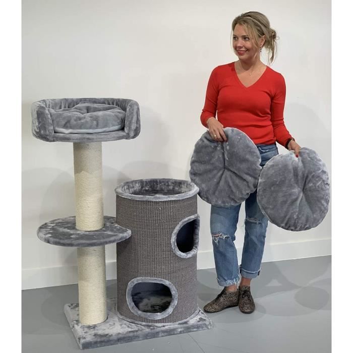 Arbre A Chat Geant Grand Chat Xxl Cat Pleasure Gris Clair Tonneau Griffoir Colonne Avec Sisal Pour Gratter Pour Gros Chats467 Cdiscount Animalerie