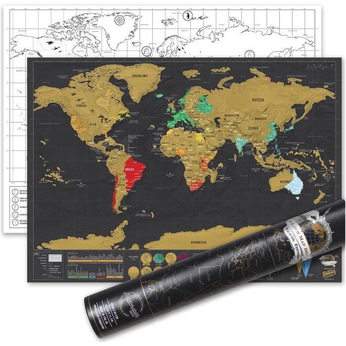 Petite Carte Du Monde A Gratter De Luxe Carte Du Monde Avec Tube De Transport Affiche Amusante Et Coloree A Gratter Noir Et Or 45 Cdiscount Beaux Arts Et Loisirs Creatifs
