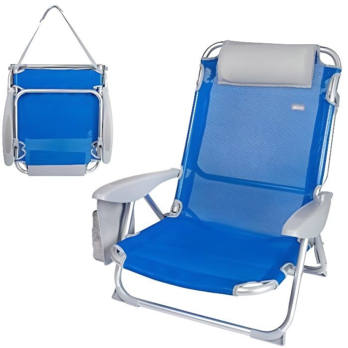 Chaise Pliante - AKTIVE - 62609 - Aluminium - 4 Positions - Coussin Confortable