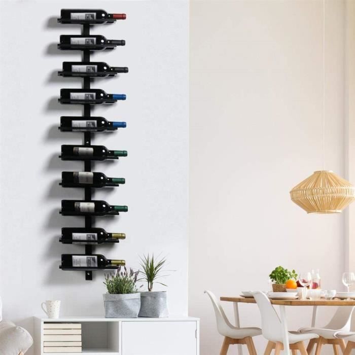 10 niveaux porte-bouteilles - yipeema 116 cm étagère à vin en fer mural pour cave resto maison