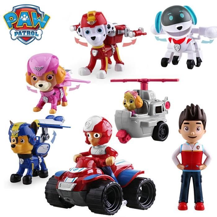 Pat Patrouille 6 Figurines Paw Patrol Jouet Chien Chase Marshall Voiture 
