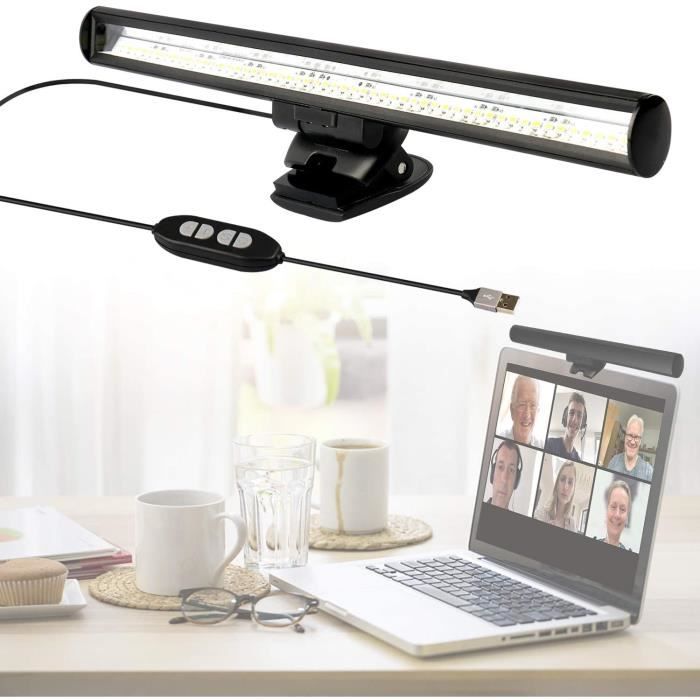 Led lampe ordinateur portable, lampe laptop pour vidéoconférence, lampe de  bureau, lampes usb screenbar avec 10 luminosité 3 tem - Cdiscount Maison