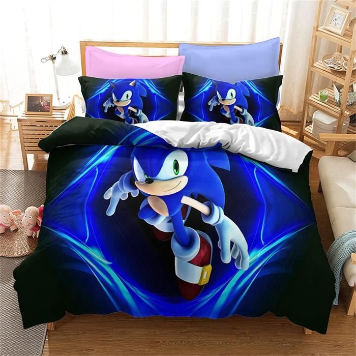 Housse De Couette Anime 3D - Parure De Lit 140x200cm + Taie - Polyester Doux, Design Personnage Vibrant