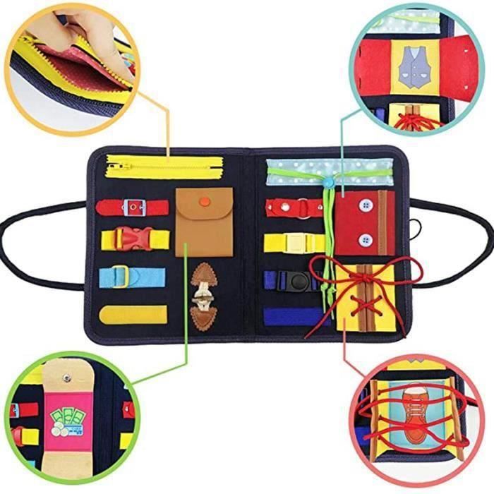Busy Board Montessori Valisette Sensorielle - Jouet D'Éveil 9 En 1 Pour Enfant 1-5 Ans, Motricité Fine, Voyage, Cadeau