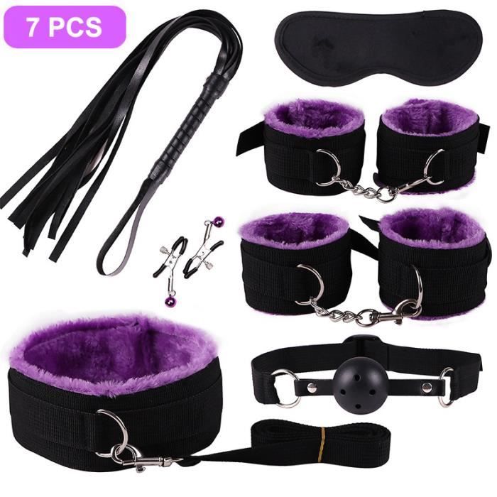 Set Bondage Cuir PU – Menottes Chevilles + Collier, Jouet Sexuel Adulte, Neuf